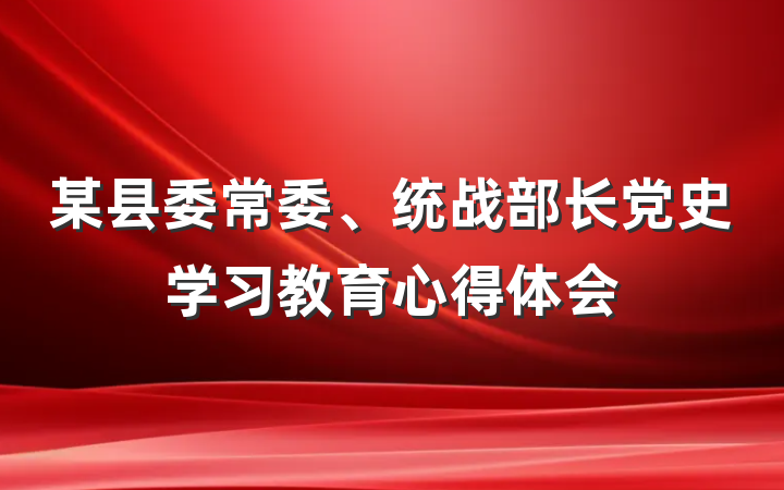 某县委常委、统战部长党史学习教育心得体会