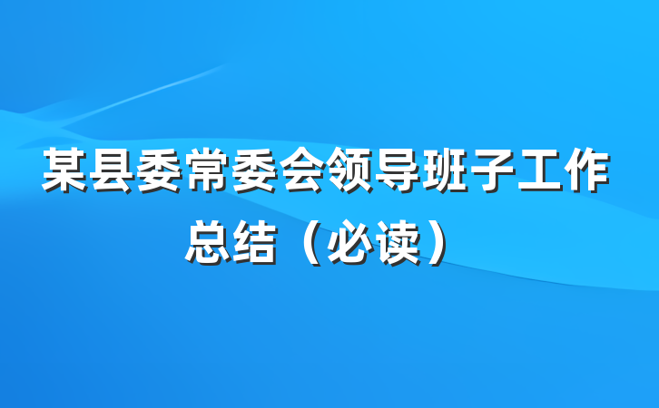某县委常委会领导班子工作总结（必读）