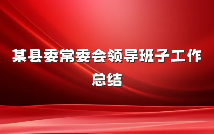 某县委常委会领导班子工作总结