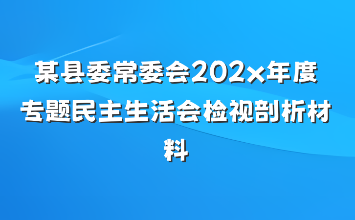 某县委常委会202x年度专题民主生活会检视剖析材料