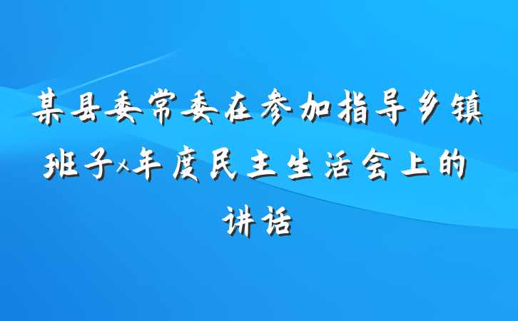 某县委常委在参加指导乡镇班子x年度民主生活会上的讲话