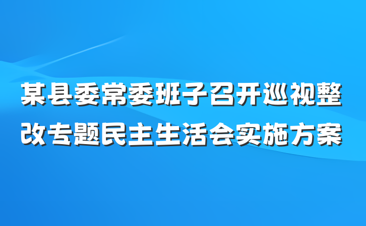 某县委常委班子召开巡视整改专题民主生活会实施方案