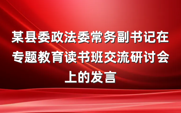 某县委政法委常务副书记在专题教育读书班交流研讨会上的发言