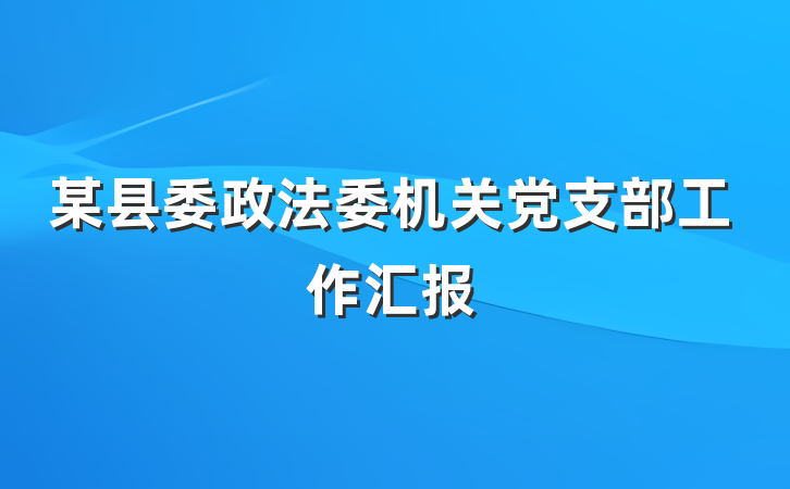 某县委政法委机关党支部工作汇报