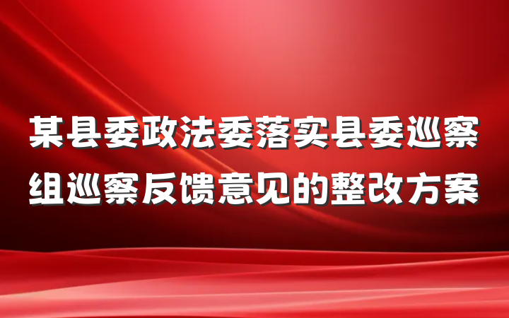 某县委政法委落实县委巡察组巡察反馈意见的整改方案