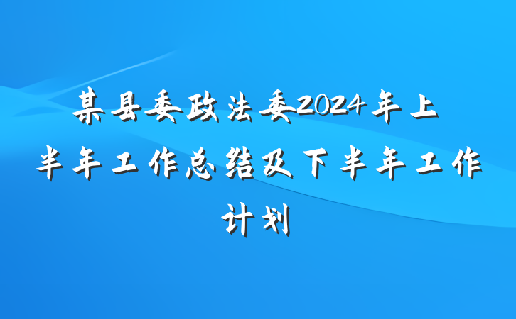 某县委政法委2024年上半年工作总结及下半年工作计划