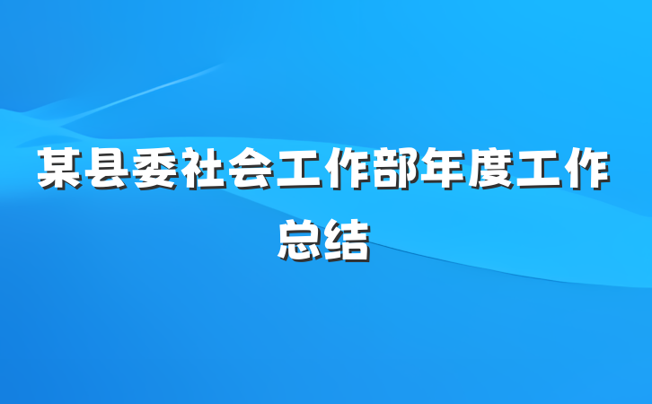 某县委社会工作部年度工作总结
