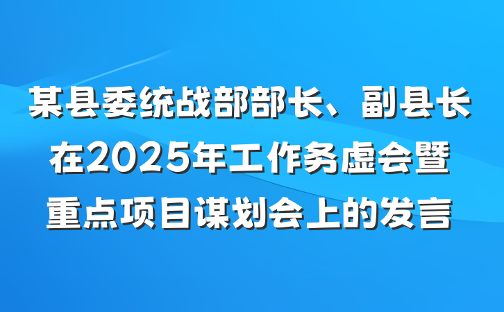 某县委统战部部长、副县长在2025年工作务虚会暨重点项目谋划会上的发言
