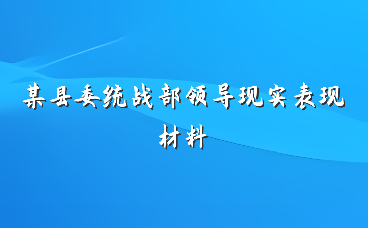 某县委统战部领导现实表现材料