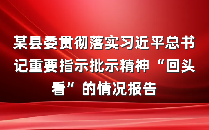 某县委贯彻落实习近平总书记重要指示批示精神“回头看”的情况报告
