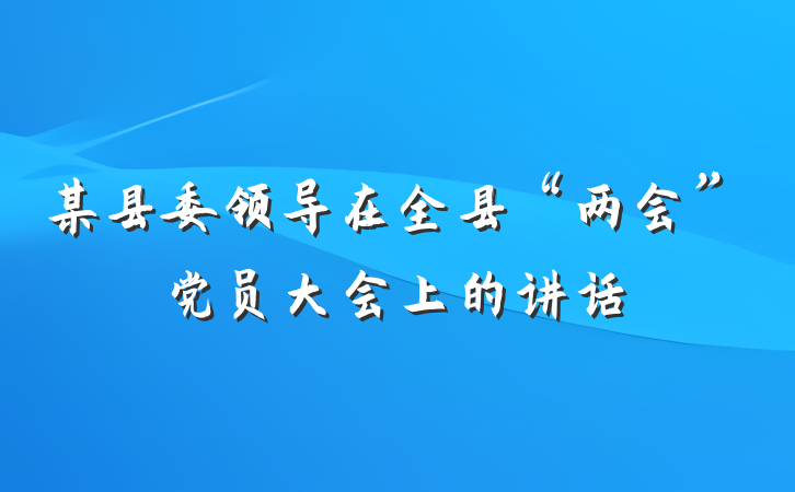 某县委领导在全县“两会”党员大会上的讲话