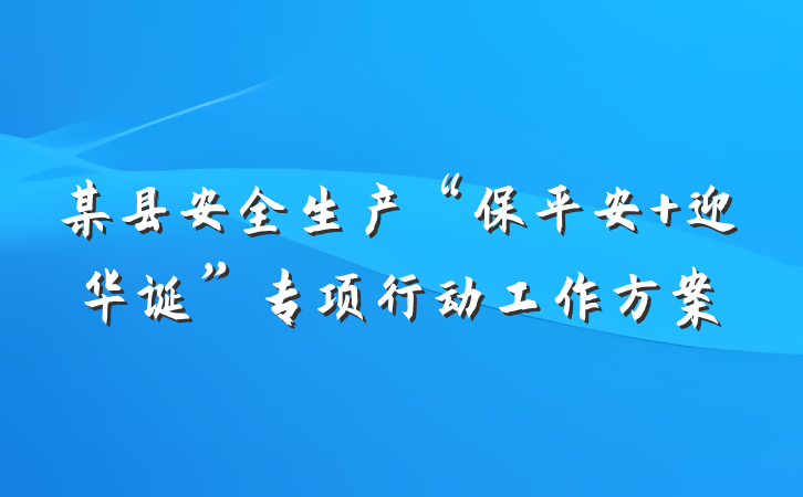 某县安全生产“保平安 迎华诞”专项行动工作方案