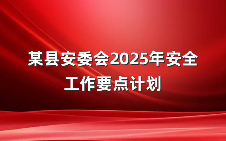 某县安委会2025年安全工作要点计划