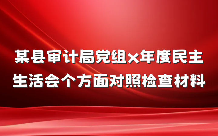 某县审计局党组x年度民主生活会个方面对照检查材料