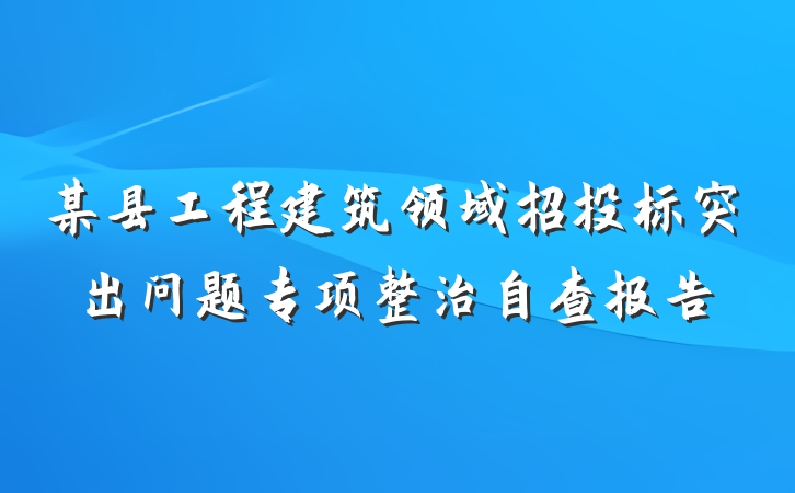 某县工程建筑领域招投标突出问题专项整治自查报告