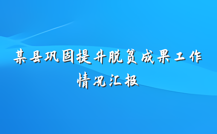 某县巩固提升脱贫成果工作情况汇报