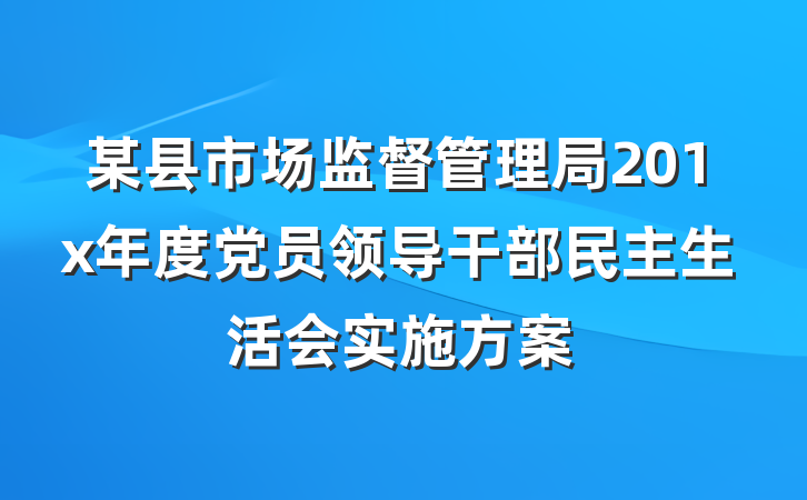 某县市场监督管理局201x年度党员领导干部民主生活会实施方案