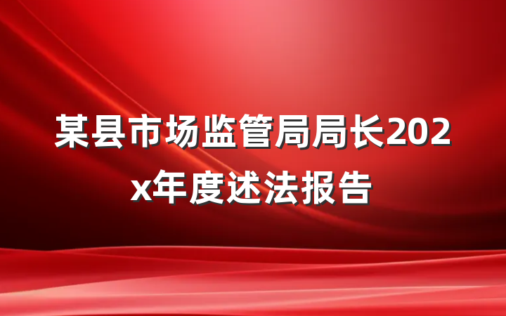 某县市场监管局局长202x年度述法报告