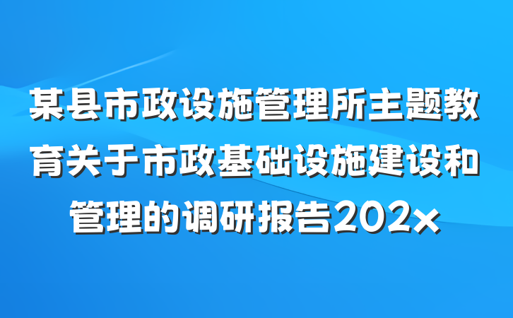 某县市政设施管理所主题教育关于市政基础设施建设和管理的调研报告202x