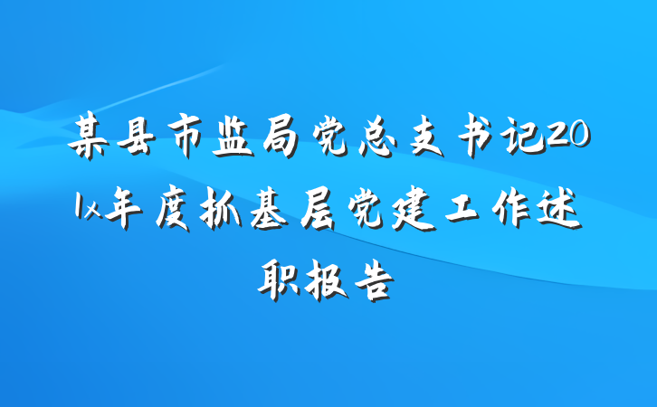 某县市监局党总支书记201x年度抓基层党建工作述职报告