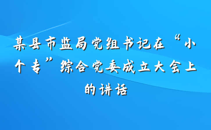 某县市监局党组书记在“小个专”综合党委成立大会上的讲话