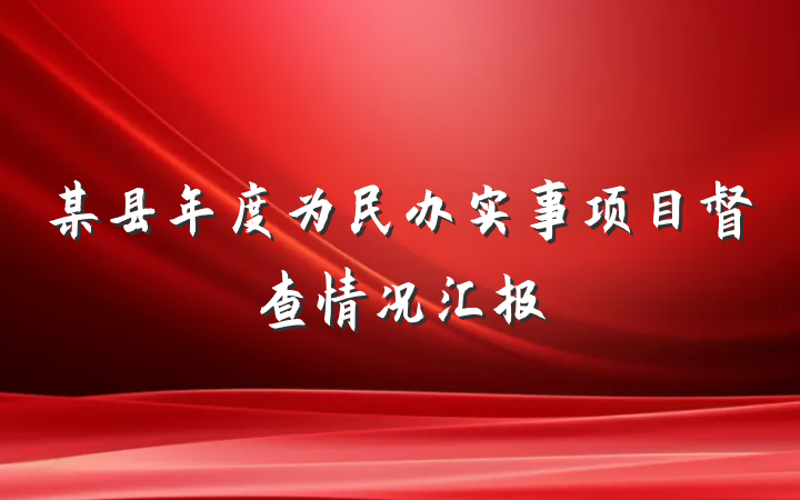 某县年度为民办实事项目督查情况汇报