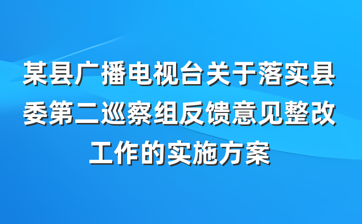 某县广播电视台关于落实县委第二巡察组反馈意见整改工作的实施方案