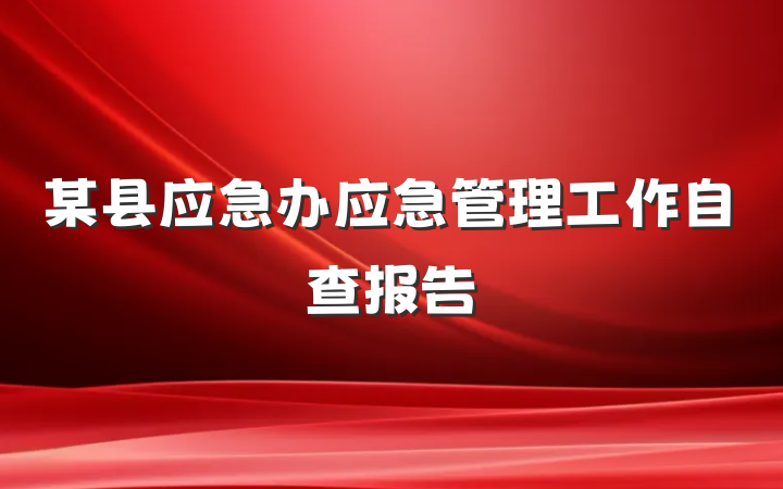 某县应急办应急管理工作自查报告