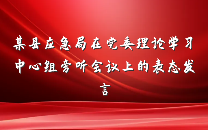 某县应急局在党委理论学习中心组旁听会议上的表态发言