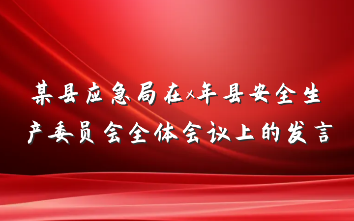 某县应急局在x年县安全生产委员会全体会议上的发言