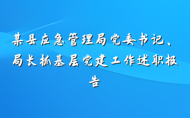 某县应急管理局党委书记、局长抓基层党建工作述职报告