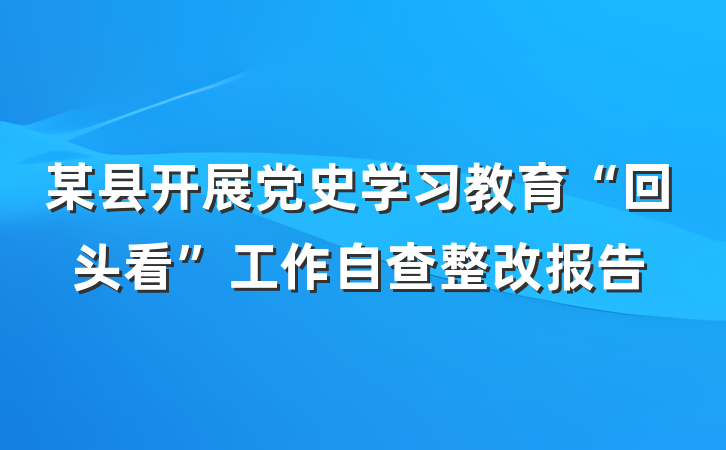 某县开展党史学习教育“回头看”工作自查整改报告