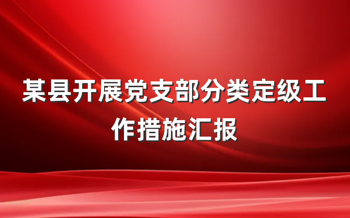 某县开展党支部分类定级工作措施汇报