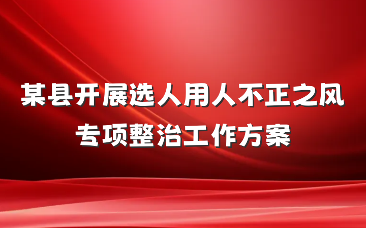 某县开展选人用人不正之风专项整治工作方案