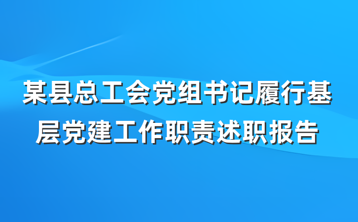 某县总工会党组书记履行基层党建工作职责述职报告