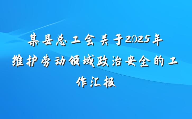 某县总工会关于2025年维护劳动领域政治安全的工作汇报