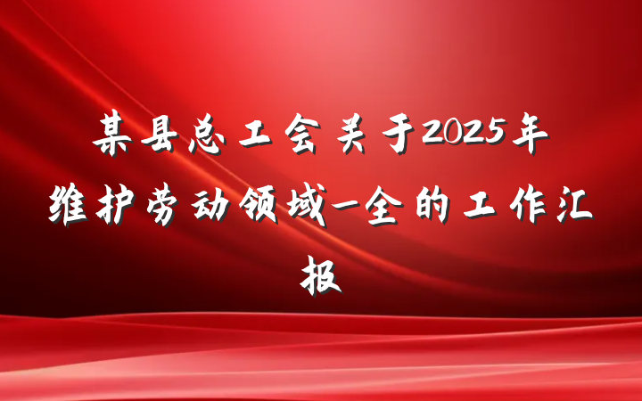 某县总工会关于2025年维护劳动领域_全的工作汇报