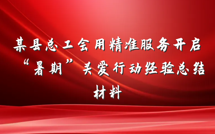 某县总工会用精准服务开启“暑期”关爱行动经验总结材料