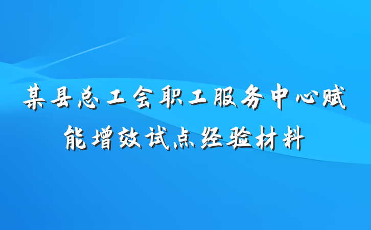 某县总工会职工服务中心赋能增效试点经验材料