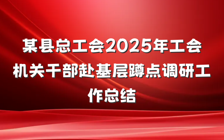 某县总工会2025年工会机关干部赴基层蹲点调研工作总结