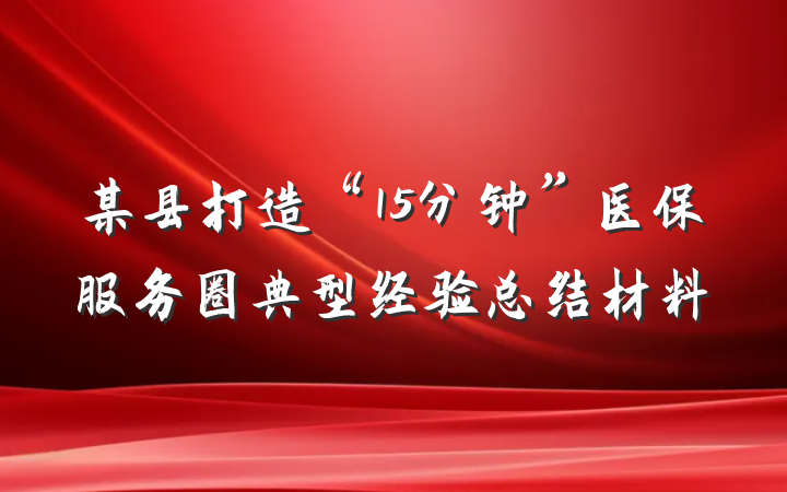 某县打造“15分钟”医保服务圈典型经验总结材料