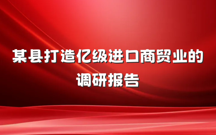 某县打造亿级进口商贸业的调研报告
