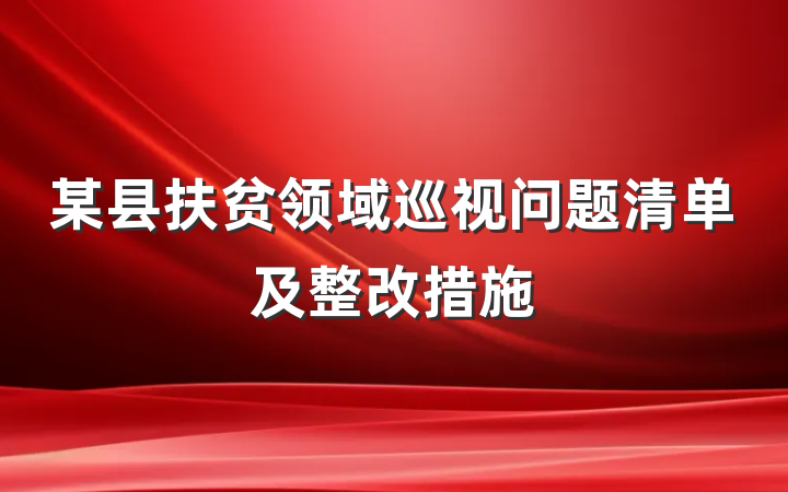 某县扶贫领域巡视问题清单及整改措施