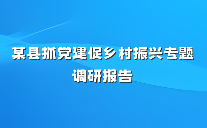 某县抓党建促乡村振兴专题调研报告