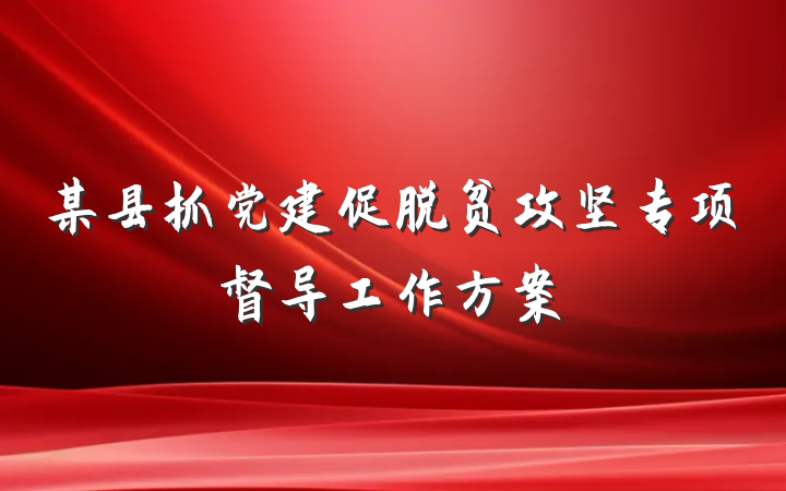 某县抓党建促脱贫攻坚专项督导工作方案