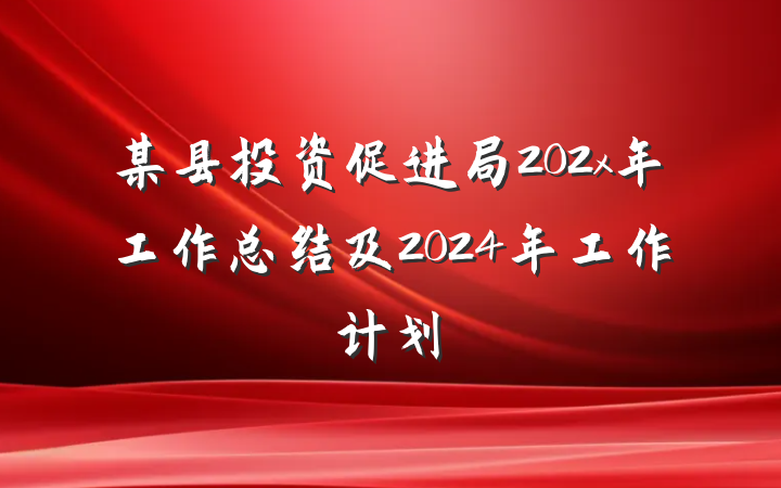 某县投资促进局202x年工作总结及2024年工作计划