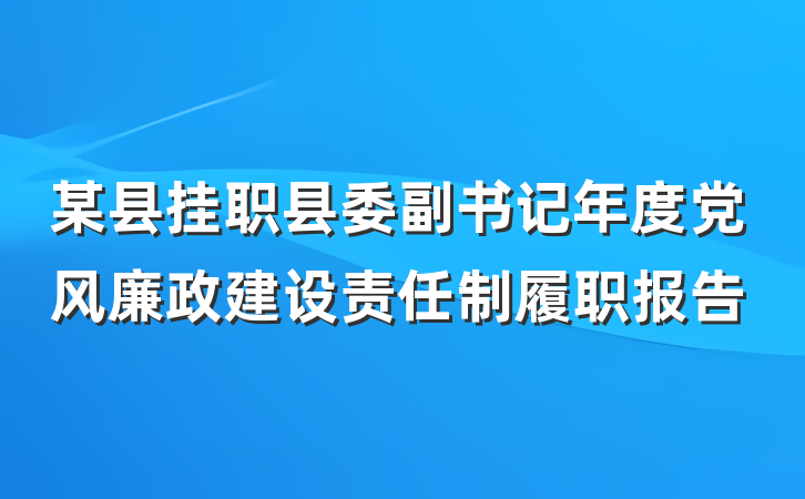 某县挂职县委副书记年度党风廉政建设责任制履职报告