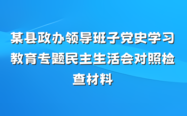某县政办领导班子党史学习教育专题民主生活会对照检查材料