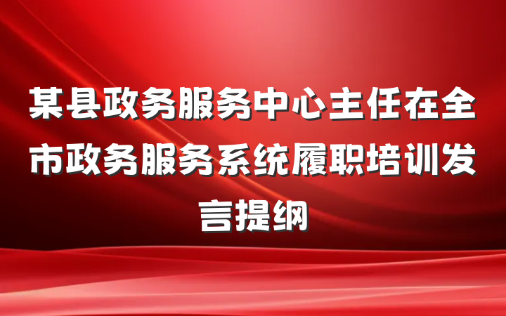 某县政务服务中心主任在全市政务服务系统履职培训发言提纲