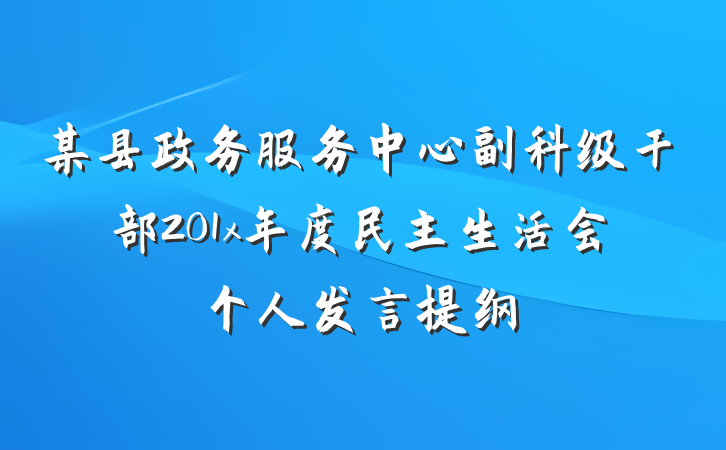 某县政务服务中心副科级干部201x年度民主生活会个人发言提纲